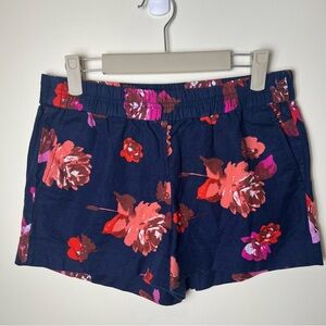 J.crew Women’s Linen Blend Pull On Elastic Waist Floral Shorts Blue Multicolor 4